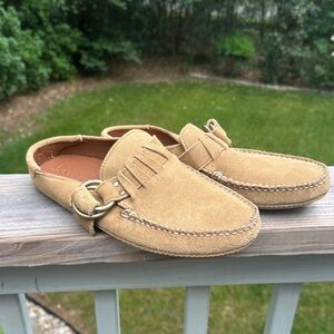 NWOT Men's Tan Suede Slip-On Loafers with Kiltie Fringe